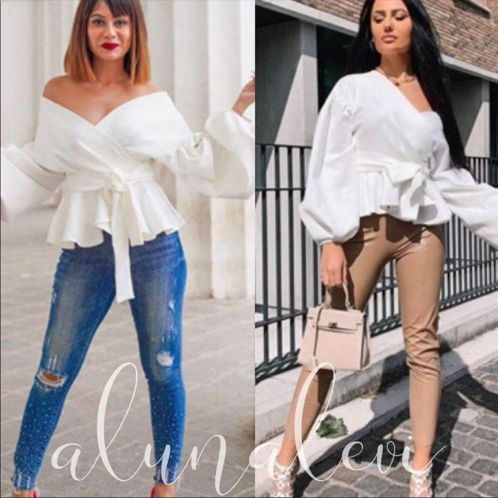 🔥LAST ONE!🔥 BALLOON SLEEVE WRAP BLOUSE - Picture 4 of 7